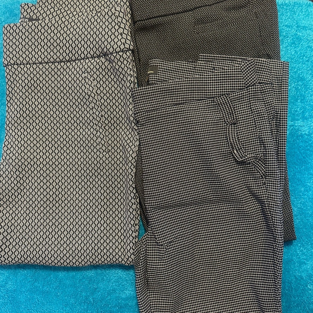 Dress pants black and white sizes shown